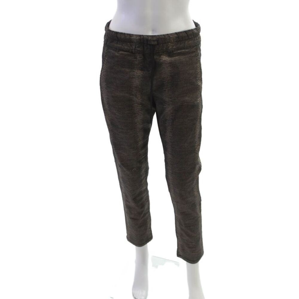 Flog Womens Ankle Pants Black Cotton Geometric Drawstring Inseam 28 Size 29